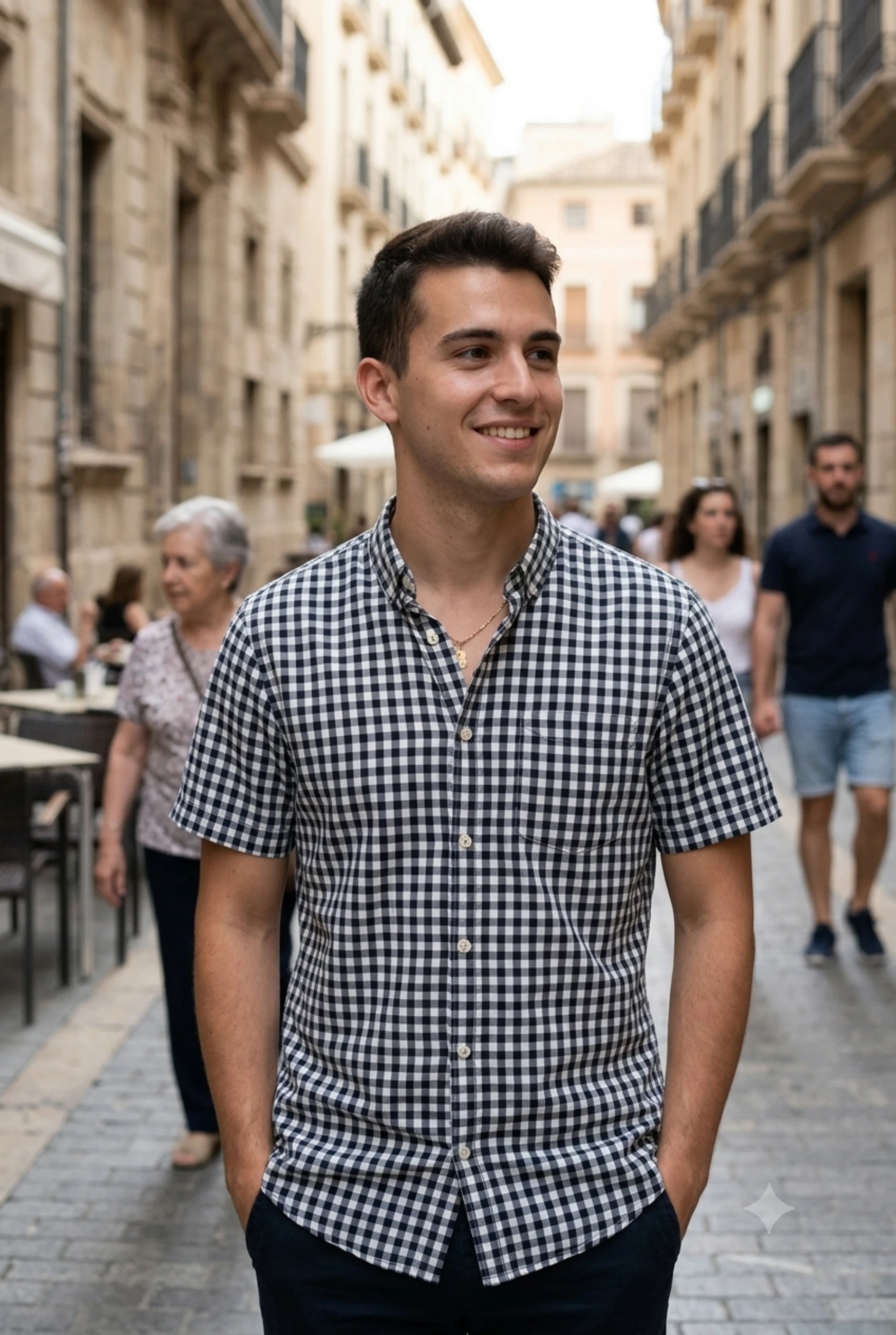 Camisa de cuadros manga corta